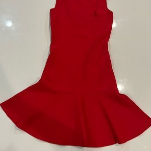 BCBG maxazria Body Con MIDI Red Dress with Ruffle